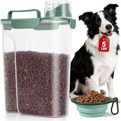 TBMax Pet Food Storage Containers 2 Pack 8-10 Lbs Airtight Dog Food Container Dispenser with Large Spout & Portable Handle, Travel Dog Treat Cat Food Storage Bin Bird Seed Container