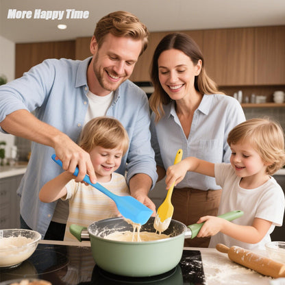 4 PCS Silicone Spatula,Rubber Spatula with Stainless Steel Core11 Inch Non-scratch Baking Cooking 8Inch Spatula Set Flexible Heat Resistant (Black)