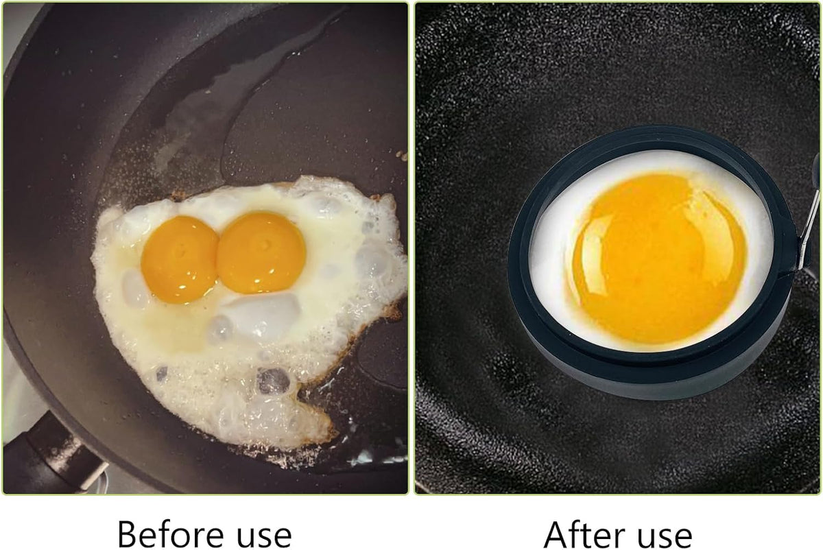 Black Silicone Egg Ring, 4 Pack Egg Ring Molds for Fried Egg, Non-stick Egg Cooker Ring
