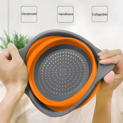 Collapsible Colander Set, 3 Pack Silicone Strainers for Kitchen-BPA Free Space Saving Design Dishwasher Safe Over Home Draining, Pasta Food Vegetables and Fruits