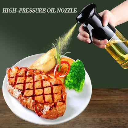 Oil Sprayer for Cooking -200ml Glass Olive Oil Sprayer, Cooking Sprayer, Kitchen Gadgets for Air Fryer, Canola Oil Spritzer, Widely Used for Salad Making, Baking, Frying, BBQ (Black)