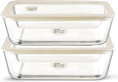 Urban Green Glass Food Container Set with Glass Lid, 4 Pack, Food Storage Containers Set, Airtight, LeakProof, 100% Plastic Free, Meal Prep Containers (White Color)