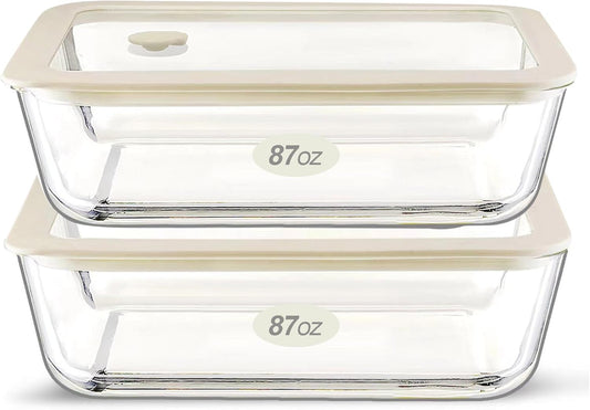 Urban Green Glass Food Container Set with Glass Lid, 4 Pack, Food Storage Containers Set, Airtight, LeakProof, 100% Plastic Free, Meal Prep Containers (White Color)