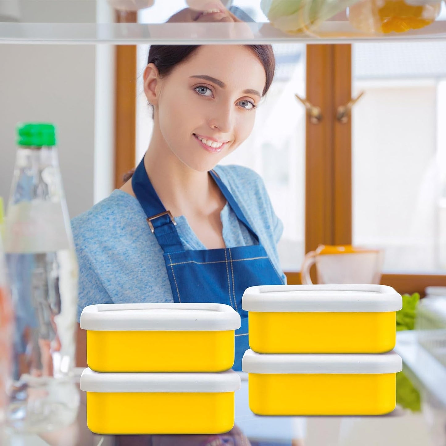 Nuogo 8 Pcs 1 Cup Silicone Freezer Containers with Lid Soup Freezer Molds Silicone Soup Containers Rectangle Trays Reusable Food Preserving Tray Ice Trays for Soups Sauces Stews(Green)