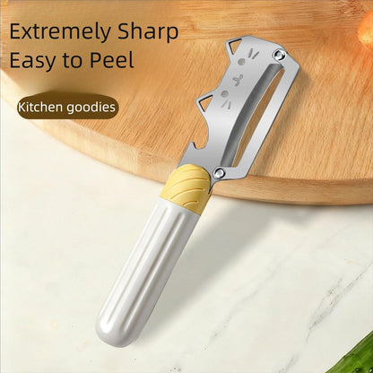 Vegetable Peeler Wooden Handle Sharp Steel Blade with Bottle Opener