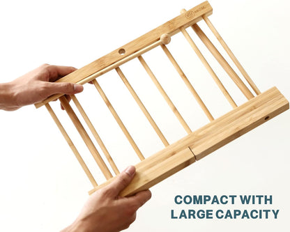 Bamboo Pasta Drying Rack with 8 Bars and Transfer Wand, Easy to Transfer for Drying Pasta and Cooking, Special Suspension Design for Large Storage