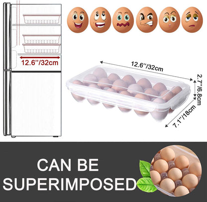 XBY-US 2 Pack Covered Egg Holders For Refrigerator, Plastic Storage Container/ Deviled Egg Tray Carrier with Lid Fits 18X2 Eggs(36 Eggs)