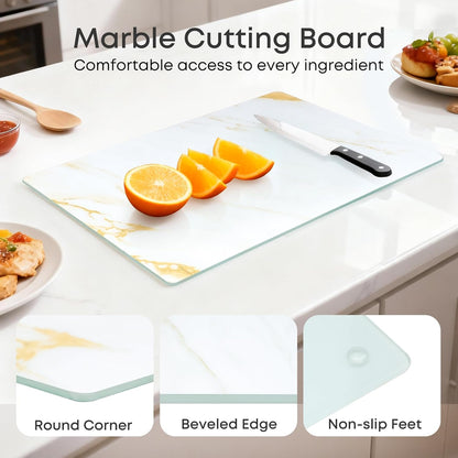 Murrey Home Glass Cutting Board Set for Kitchen Counter, Tempered Glass Chopping Boards Dishwasher Safe, Small Clear Countertop Tray, 16"x12"x2PC