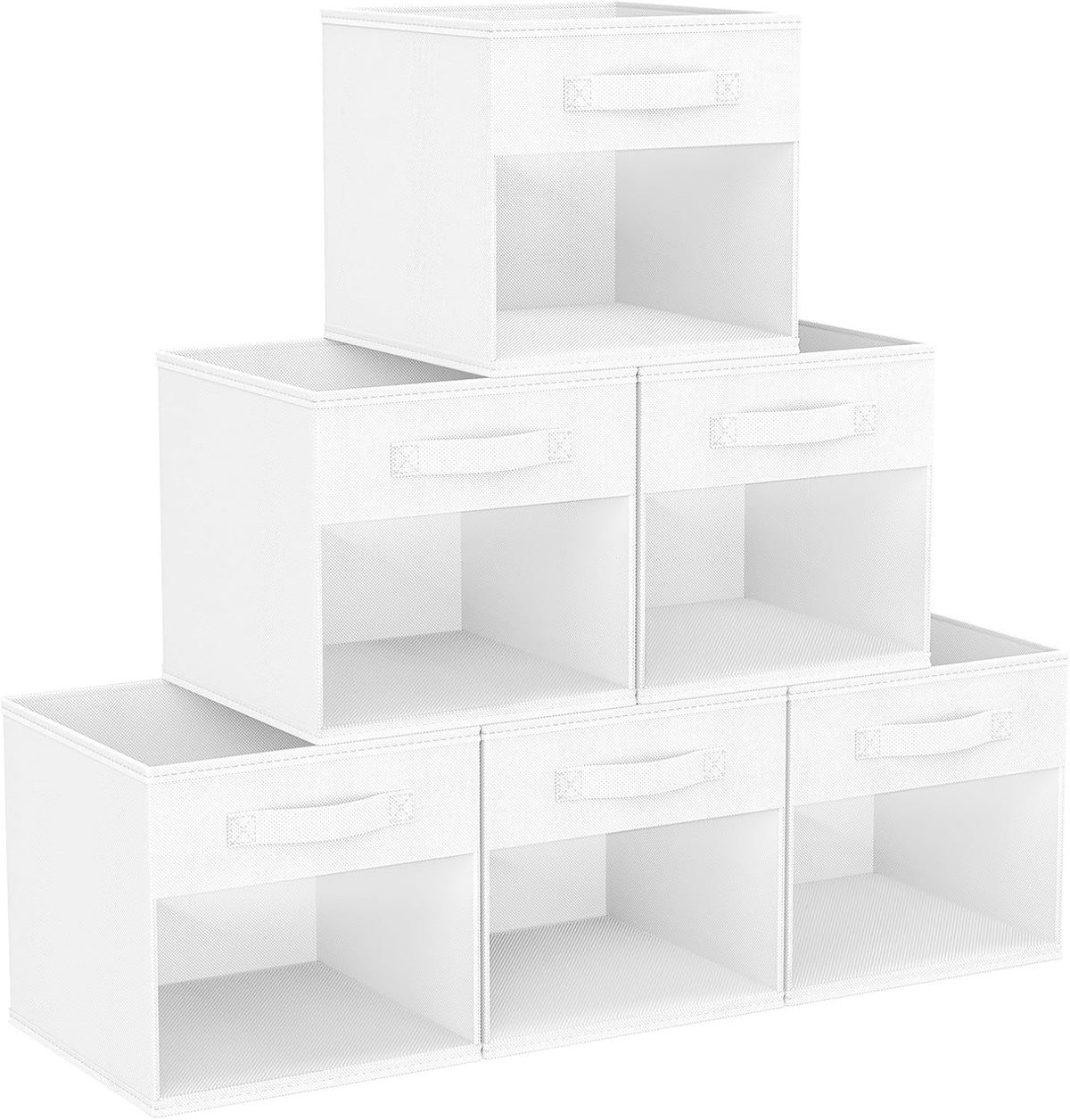 DIMJ Storage Cubes, 11x 11 inch Cube Storage Bin, 6 Pack Closet organizers and storage Bins with Window, Collapsible Baskets with Handle for Shelves, Clothes, Toys, Books (Grey)