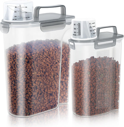 LEAWALK 5-7Lbs Dog Cat Food Storage Container with Upgraded Large Nozzle BPA-free, 4 Snap Seals Plastic Pet Food Storage Containers with Handles are Easy to Clean and Carry