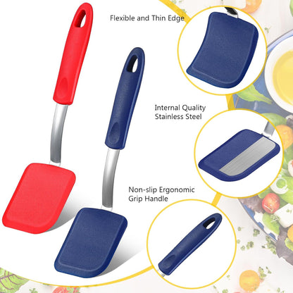 2Pcs Mini Silicone Cookie Brownie Spatula, Solid Flat, Khaki