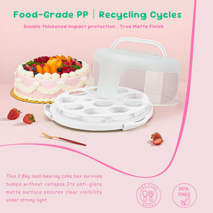 Cake Carrier With Lid And Handle, Bpa-Free Cake Holder With Lid For 10 Inch Round Cake Carrier With 10 pcs Round Golden Cake Boards And Portable Insulated Bag