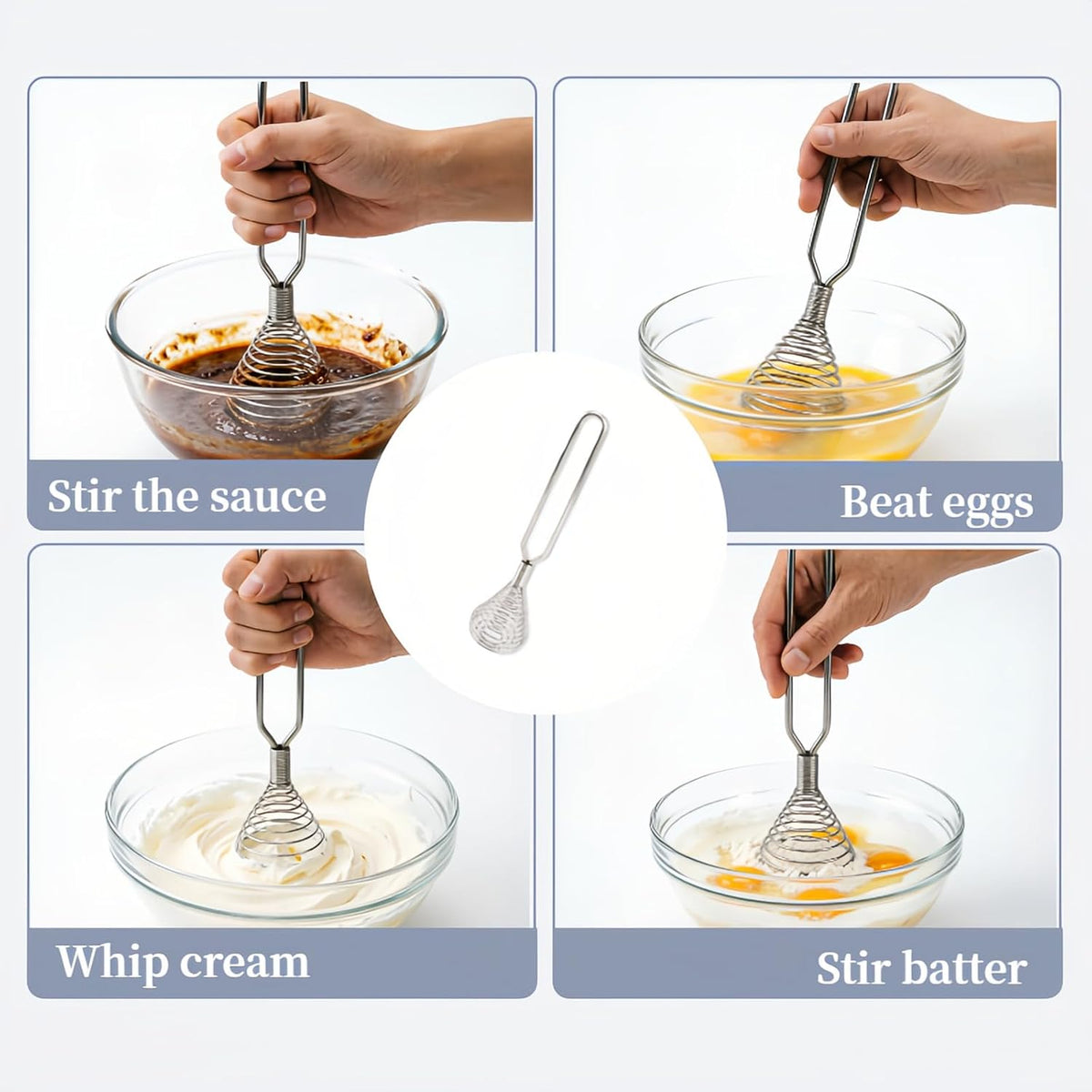 Stainless Steel Spring Coil Whisk Wire Whip Cream Egg Beater Gravy Cream Hand Mixer Kitchen Tool Accessories For Mixing, Blending, Beating, Stirring, Cooking - (1Pcs Silver)