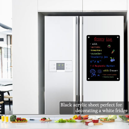 JonXon 8"X12" Acrylic Magnetic Menu Board for Kitchen,Acrylic Weekly Calendar for Fridge,Clear Meal Planner for Refrigerator,Magnet Fridge Menu Planner with 6 Magnetic Erasable Markers