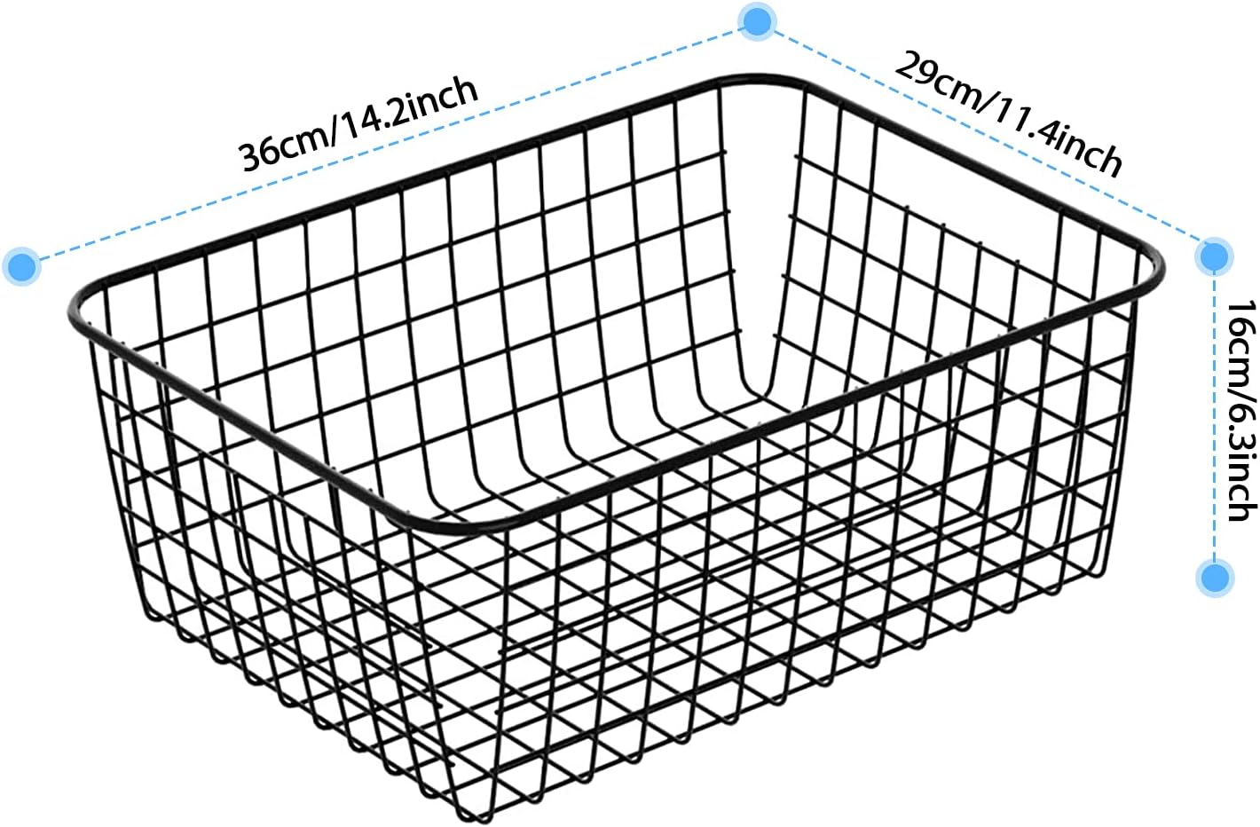 Metal Wire Baskets, Dveda 6 Pack 11.02" x 8.7" x 4.7" Durable Metal Storage Basket, Black Wire Basket with Handles for Cabinets, Pantry Storage, Bathroom, Shelf Organizing