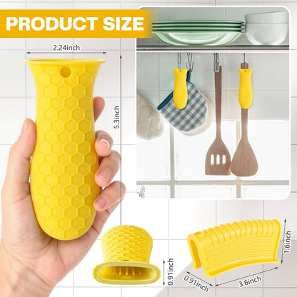 Patelai 8Pcs Silicone Cast Iron Handle Cover,Black