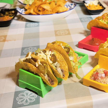 Taco Holder Stand, Taco Bar Serving Set for a Party 4 Taco Holders Nachos Tortilla Taco Serving Platter Stackable Tuesday Kit, Taco Night