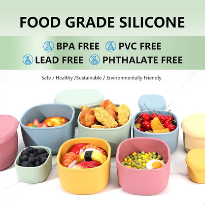 4 Pcs Silicone Food Storage Containers with Lids，BPA Free Reusable Silicone Storage Containers for Food Freezer Containers Freezer Dishwasher Safe (33.8oz, 20oz, 10oz, 6.7oz)