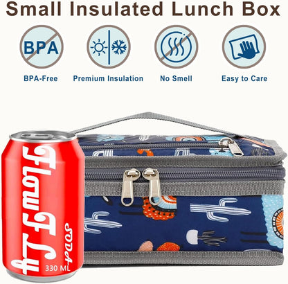 FlowFly Small Insulated Lunch box Portable Soft Bag Mini Cooler Thermal Meal Tote Kit with Handle for Work & School, Black