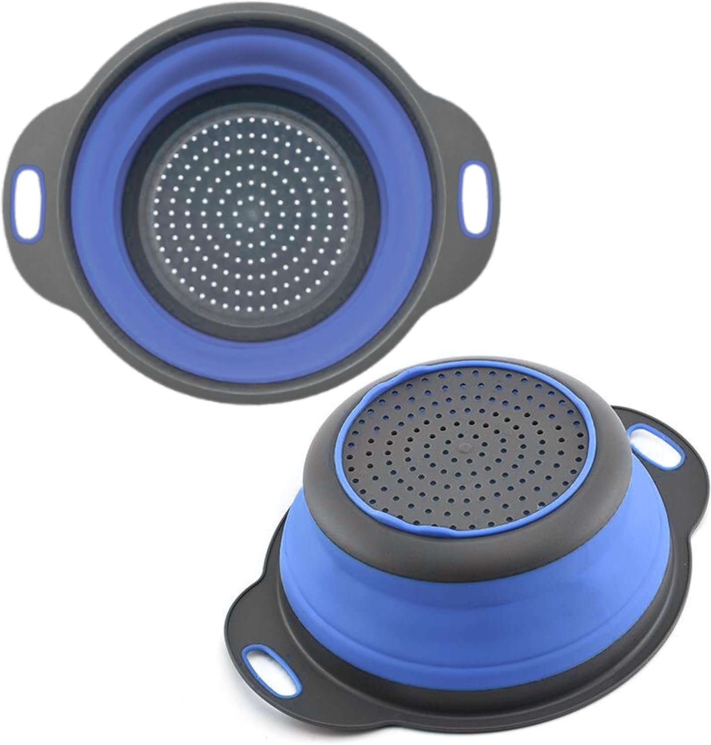 3PCS Green Foldable Kitchen Strainer Set – Silicone Colander Collapsible Strainers and Colanders Green Collander for Kitchen Collapsible Compact Drain Tools for Cooking Prep