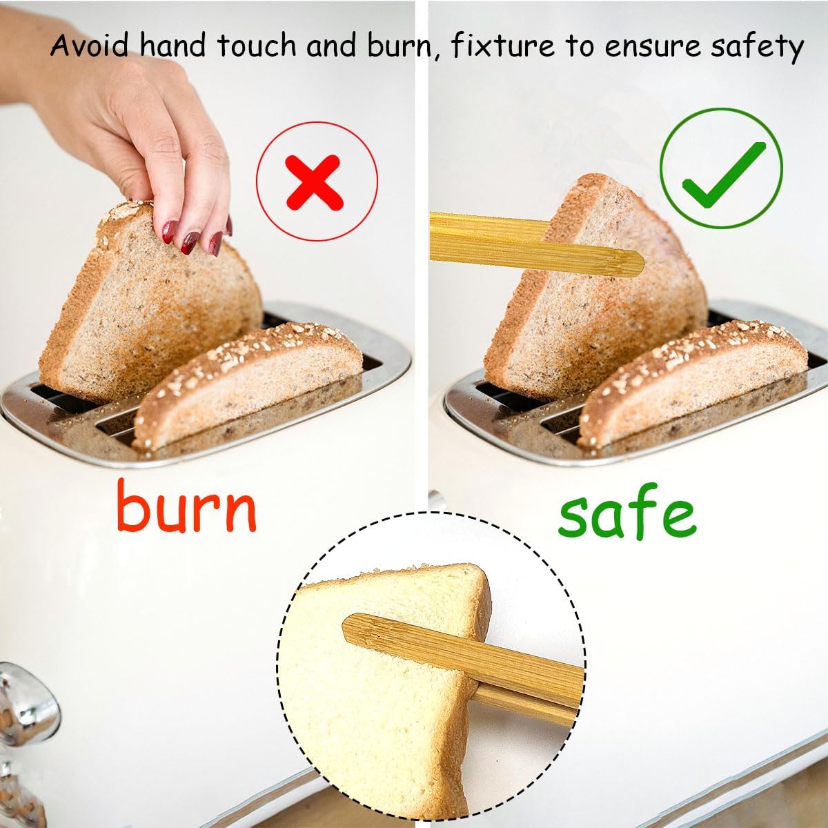 8 Pcs Bamboo Tongs for Toaster, Wooden Toaster Tongs, 7 Inches Mini Wood Cooking Tongs, Reusable Bamboo Toast Tongs, Anti-slip Bamboo Serving Tongs for Salad Toast Bread Fruits Pickles BBQ