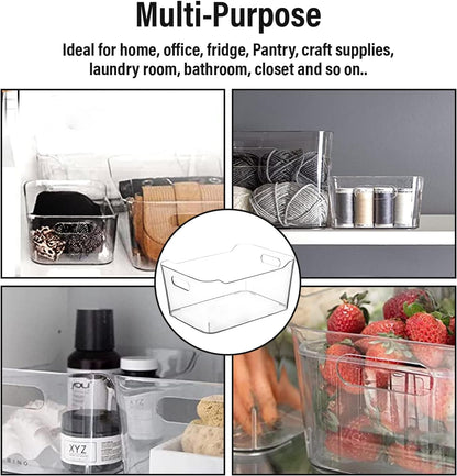 ShelfShaper Plastic Clear Storage Bins with Labels, Home Freezer Refrigerator Pantry Organizers and Storage Containers Fridge Organizer Bins Kitchen Organization Cabinet Medicine Bin for organizing