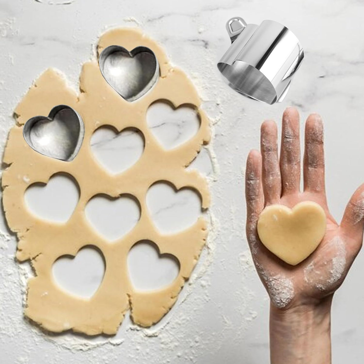 6 Pack Round Cake Ring Molds, Seamless Stainless Steel Cake Cutter with Pusher & Lifter, 3-Inch Dessert Mousse Rings for Baking (Includes 1 Pusher, 1 Lifter and 6 Rings)