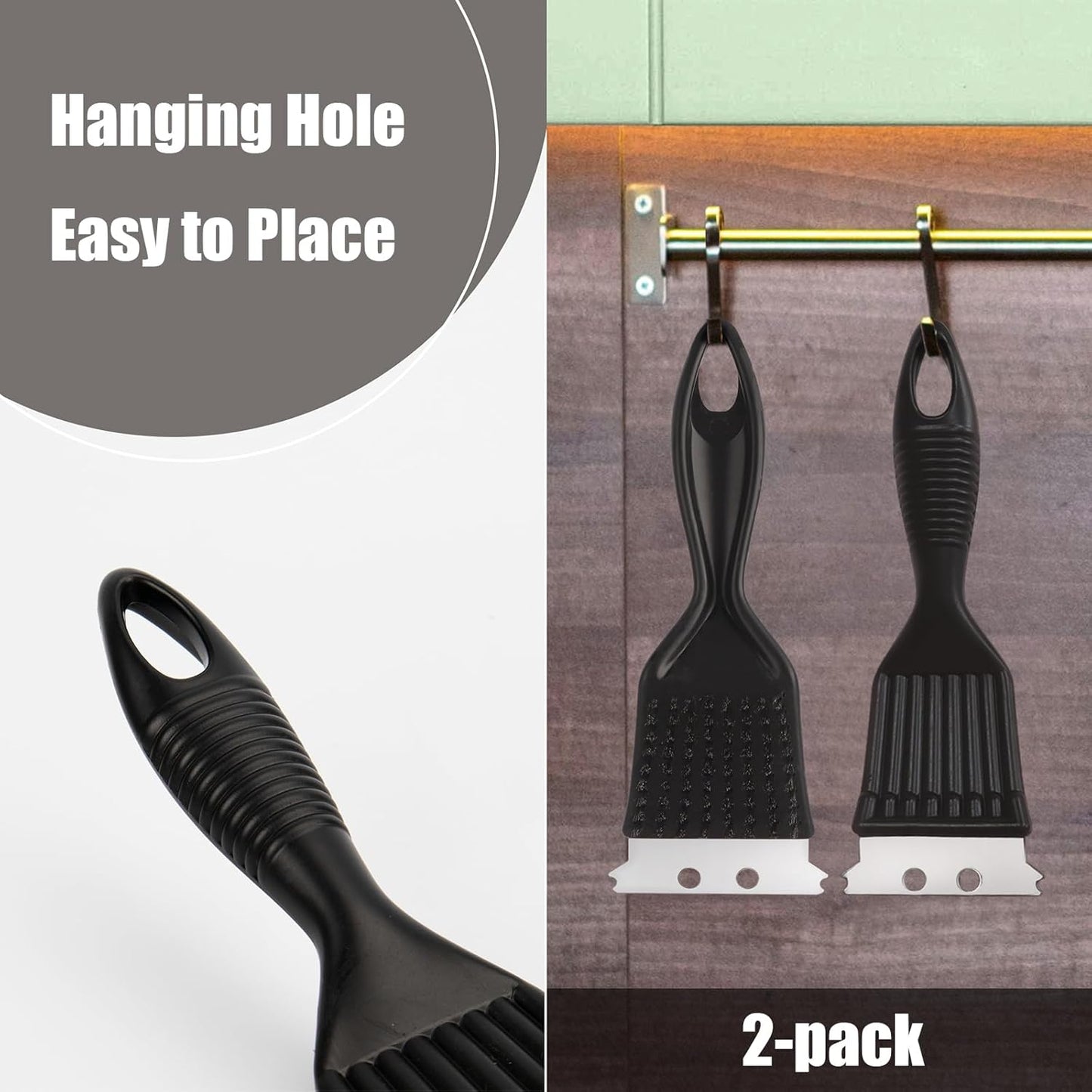 Grill Brush with Scraper Set 2 PCS Stainless Steel Wire Brush with Spatula and Bristle Free Steam Cleaner for BBQ Grill Cleaning Barbeque Grill Brushes