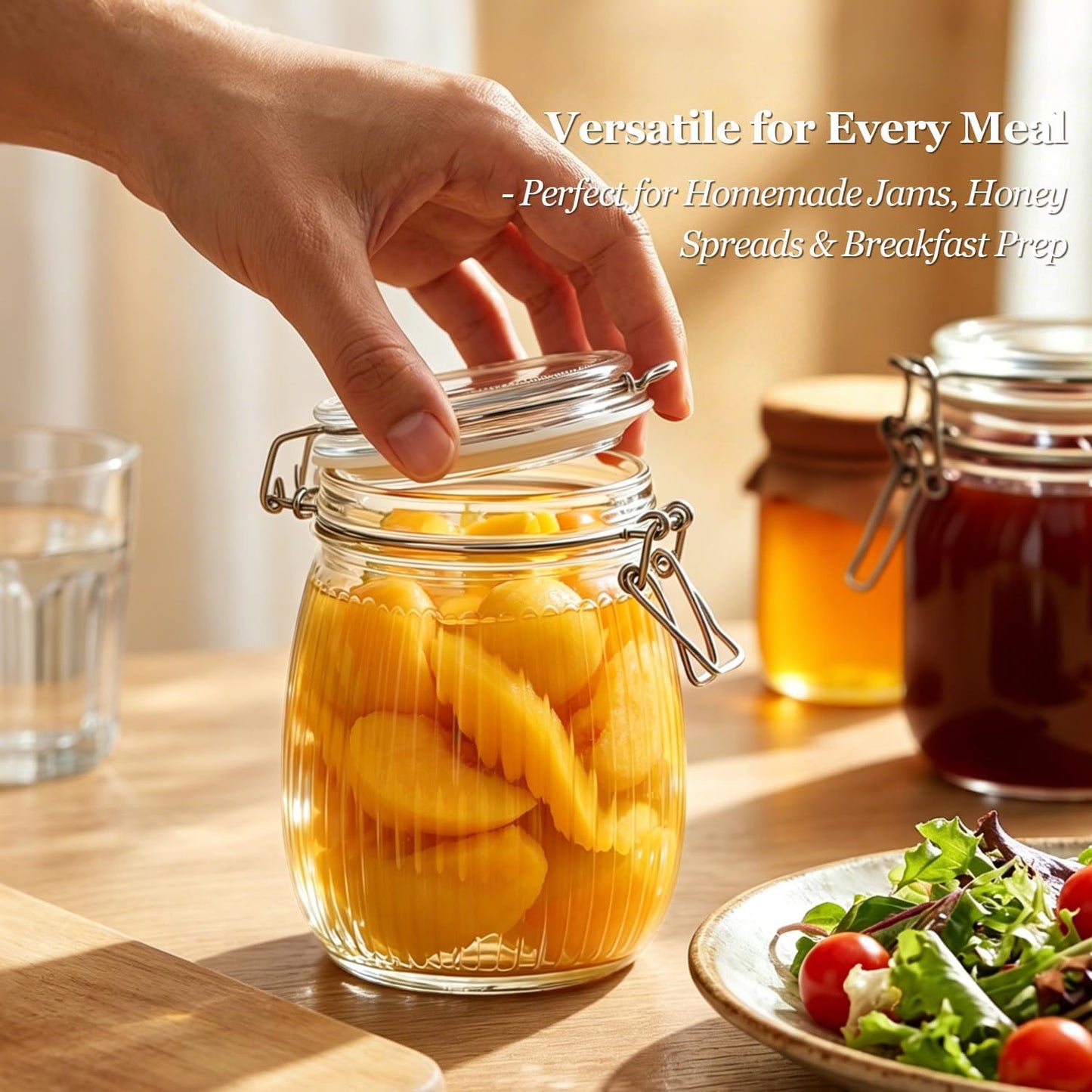ComSaf Glass Pantry Jars with Airtight Lids 0.7 Gallon 2 Pack Wide Mouth | Flour sugar rice, Sourdough pickling, Pantry organization, Scoop included, Baking supplies, Bulk food storage, Large capacity