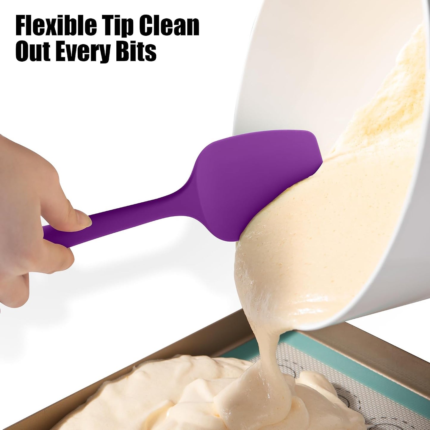 Heat Resistant Silicone Spoon Spatulas, Doosu 600°F High Temp Flexible Cooking Spoons Kitchen Spoonula Scratch-Proof for Mixing Stirring Scraping Serving Non-Stick Cookware (Set of 3, Multi-4)