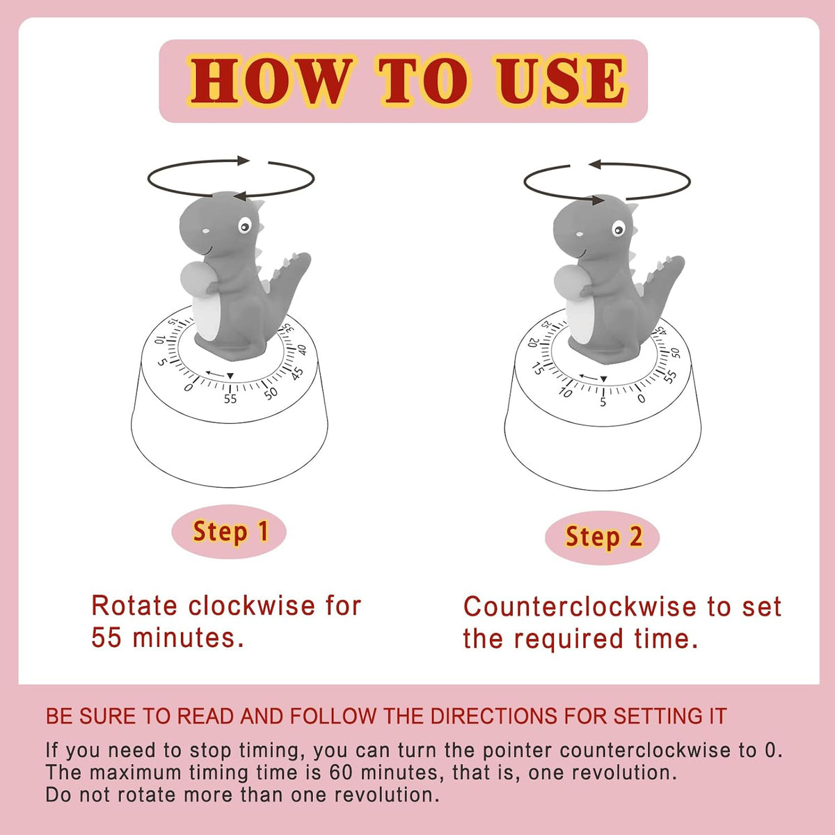 ELE DEPI Mechanical Kitchen Timer for Kids,Wind Up Egg Timer for Cooking.