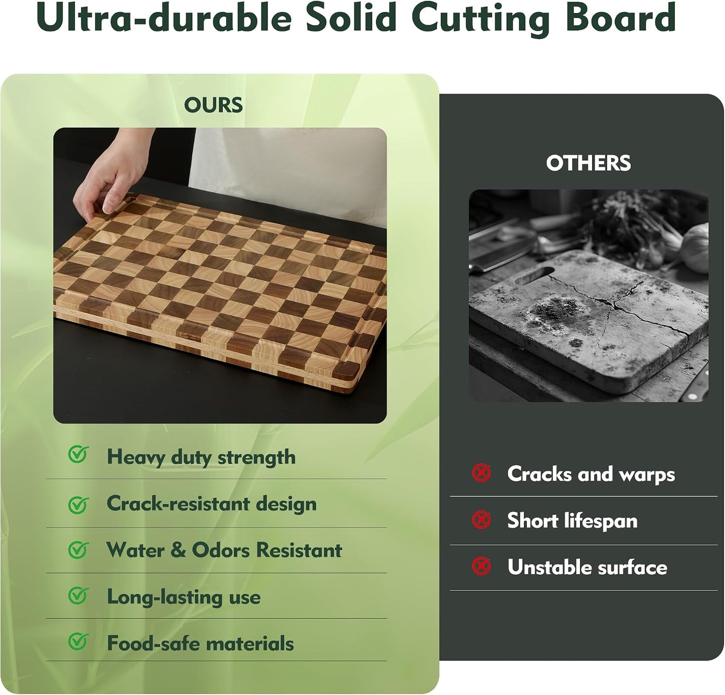 Heavy Duty Bamboo Cutting Board Set 3 Pack Non Toxic Juice Groove Charcuterie Board Book Wood Cutting Boards for Kitchen Solid End Grain Wood Chopping Board Large Butcher Block