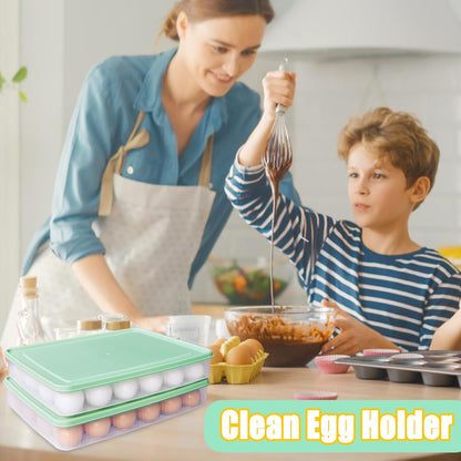 2PCS Deviled Egg Containers with Lid,Portable Storage Carrier Egg Holder,Stackable Plastic Egg Tray Carrier for Kitchen,Fridge,Keep Fresh,Easter(48 Eggs)