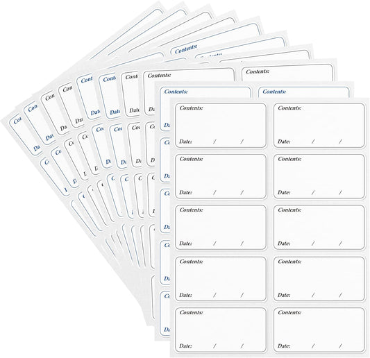 Freezer Labels, Pack of 200, Easy to Peel, Food Label Stickers for Food Storage Boxes, Jars, Waterproof, Leaves No Sticky Residue After Use, 3 * 6cm