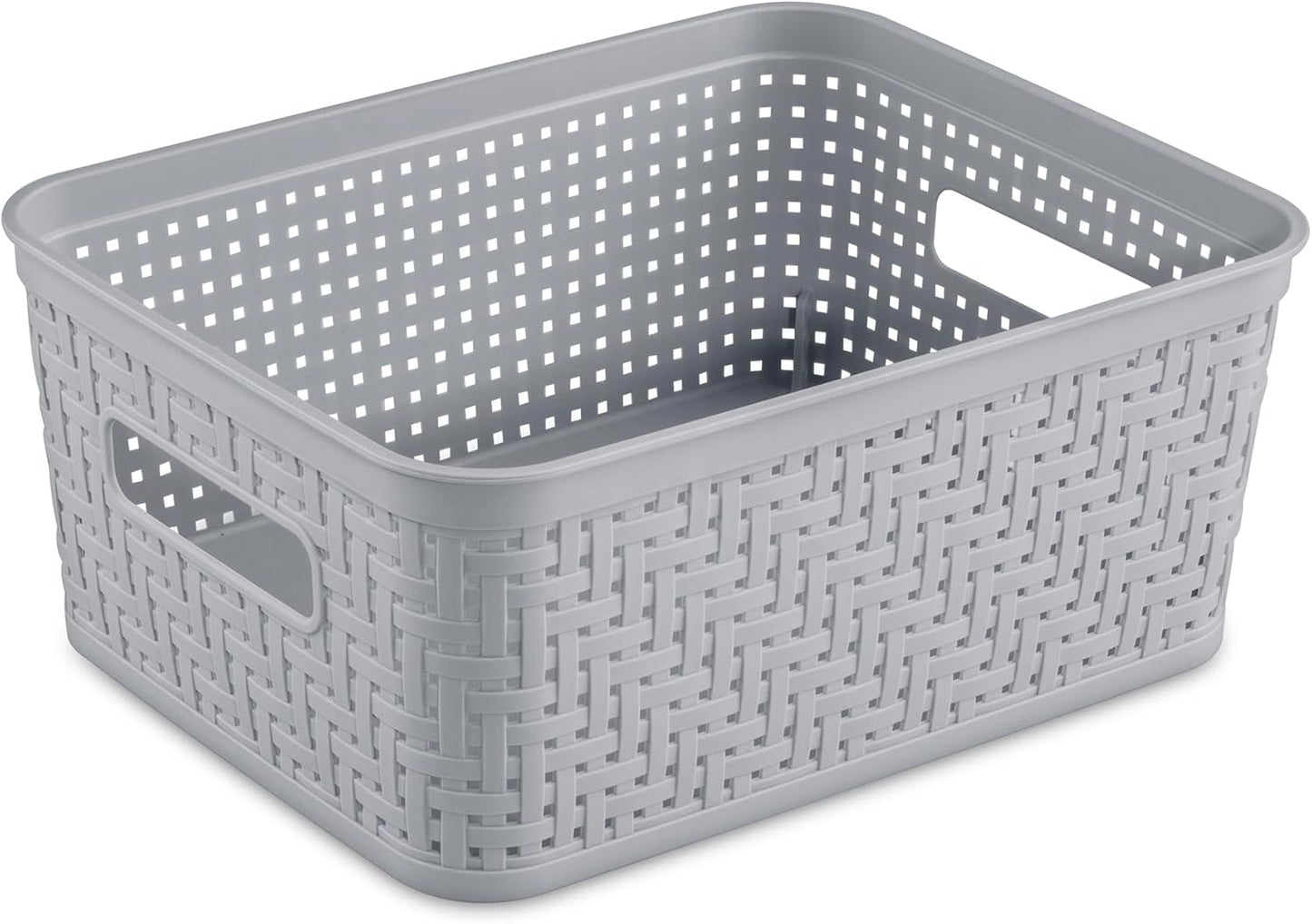 Sterilite 6-Pack Tall Basket, Woven Plastic Storage Baskets for Organization, Cement - Organizing Bin Containers with Handles for Bedroom, Bathroom, Dorm, and Closet