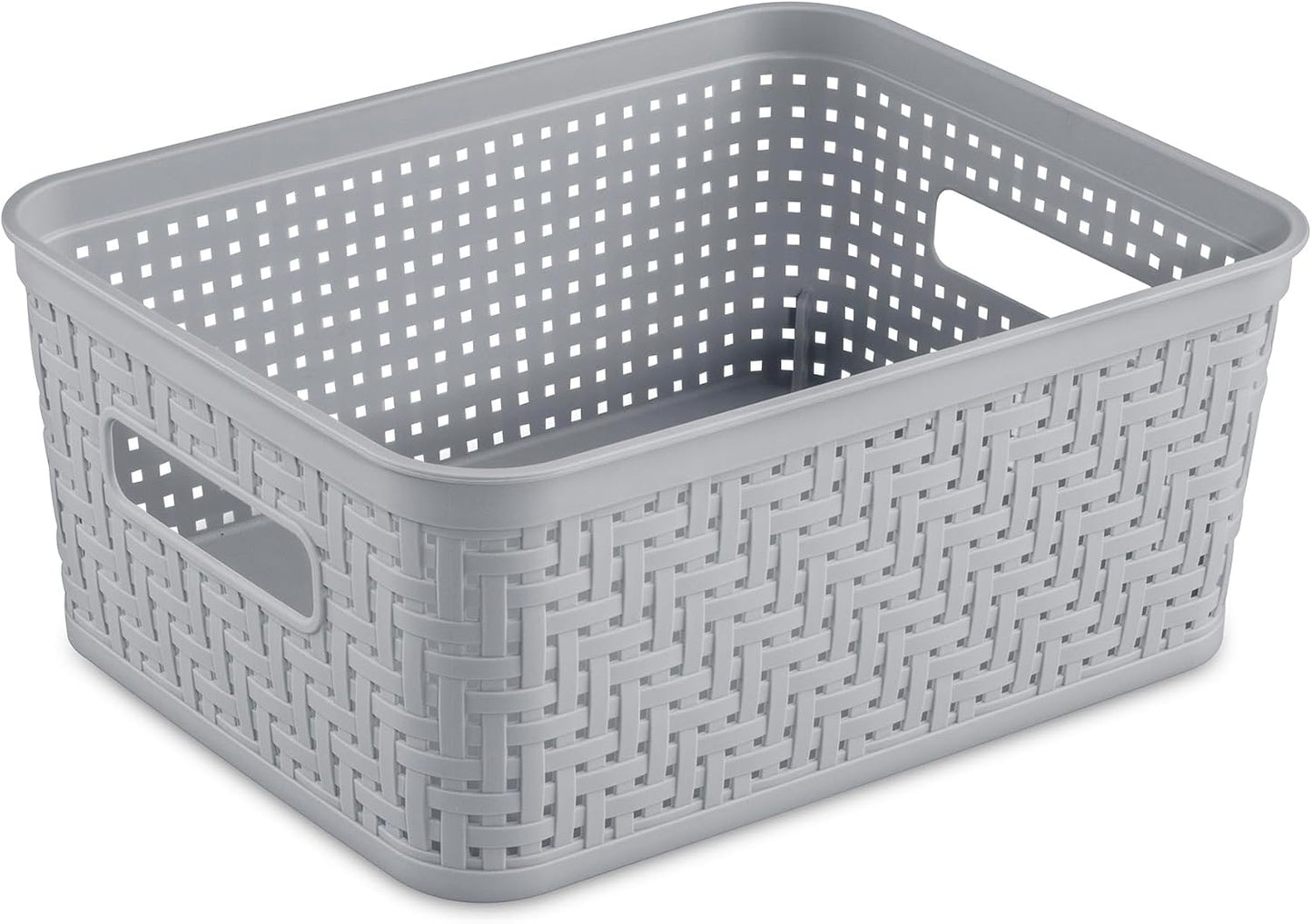 Sterilite 6-Pack Tall Basket, Woven Plastic Storage Baskets for Organization, Cement - Organizing Bin Containers with Handles for Bedroom, Bathroom, Dorm, and Closet