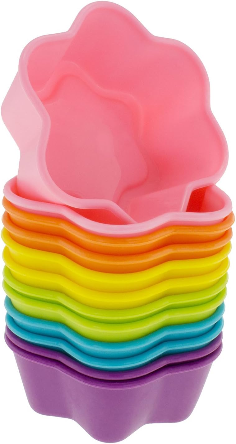 Freshware Cupcake Liners, Pack of 12 Silicone Muffin Cups, 3 Inch Baking Cups, Reusable & Non-stick Cupcake Liners for Party Halloween Christmas, Flower