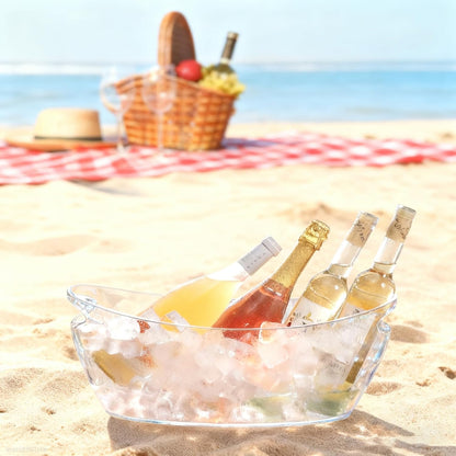 Clear Ice Bucket 4 Pack, 4L Acrylic Ice Buckets for Parties - Beverage Tub for Champagne, Beer, Wine Bottles, Large Drink Cooler Bin for Home or Commercial Use