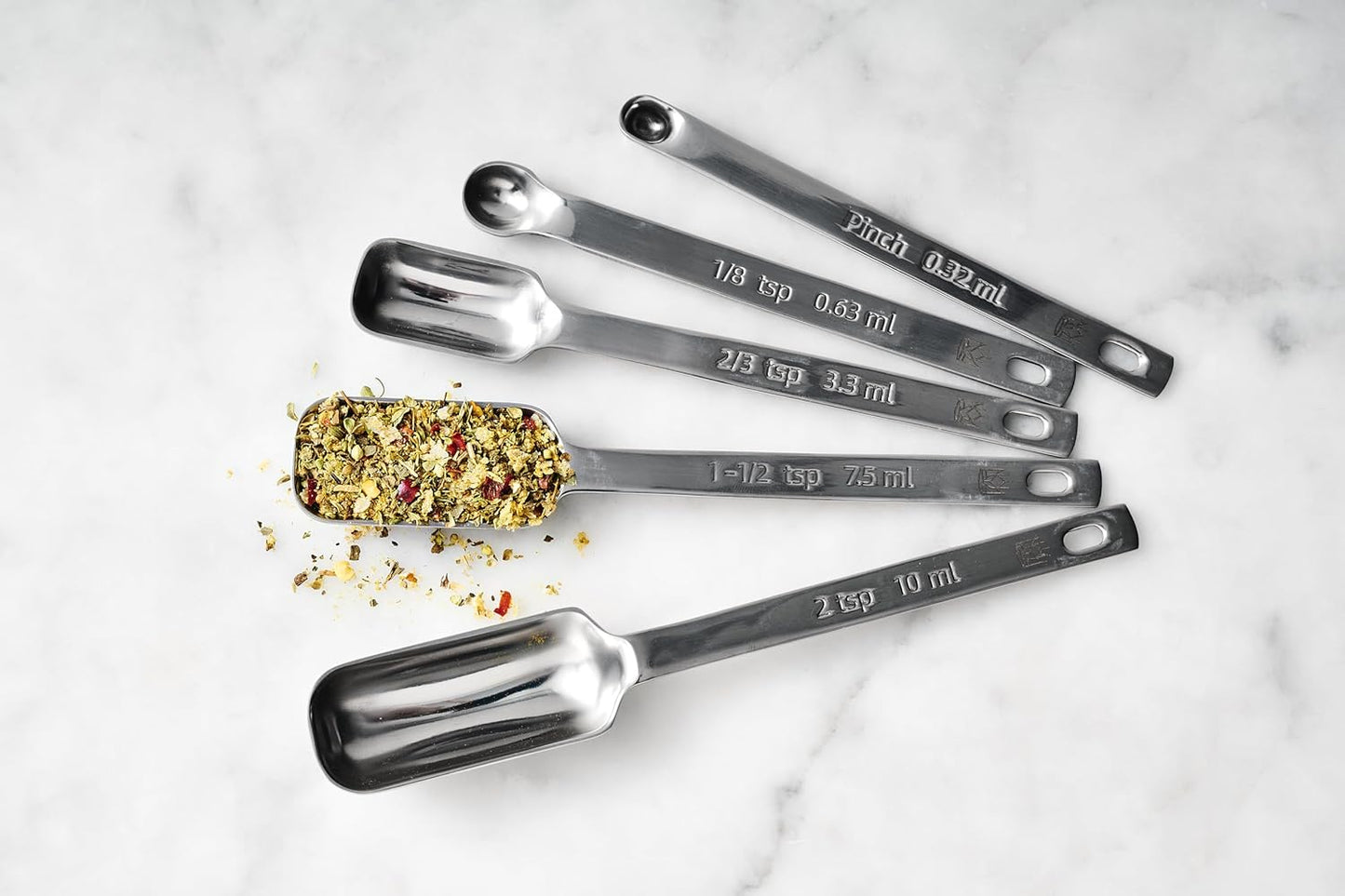 King Arthur Baking Company Spice Measuring Spoons, 18/8 Stainless Steel, 7-Piece Set, Precision Measures, For Baking And Cooking