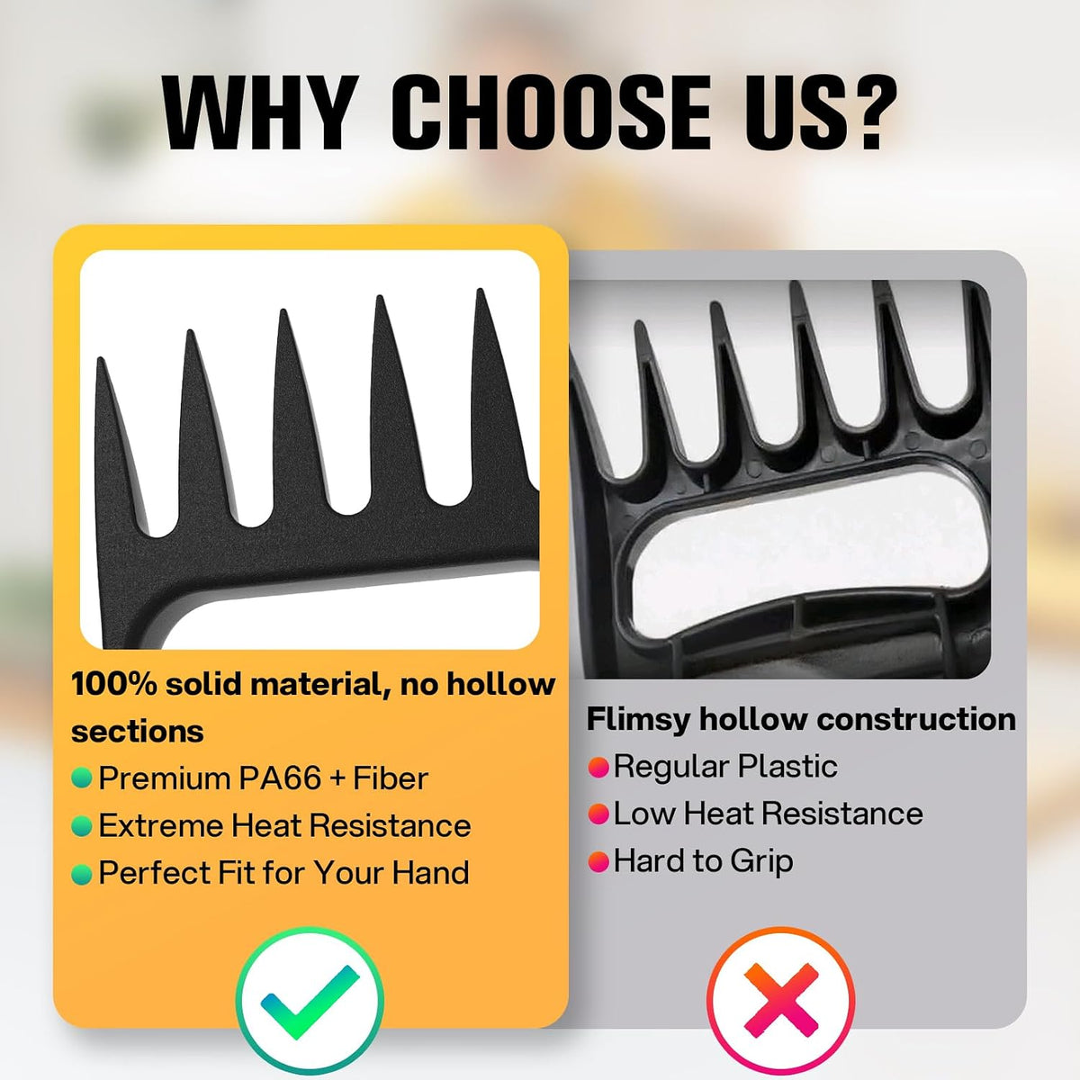 Meat Claws for Shredding Pulled Pork - Heavy Duty Solid Bear Claws Meat Shredder, Heat Resistant BBQ Smoker Accessories & Grilling Tools, Turkey Lifter Handling Forks, Gifts for Men