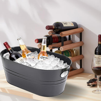 3 Pack 15.3" x 9" x 6" Yellow Metal Galvanized Tub with Handles, 3 Gallon Large Beverage Tubs for Parties, Beer, Wine, and Cocktails, Rust-Proof and Durable Ice Buckets