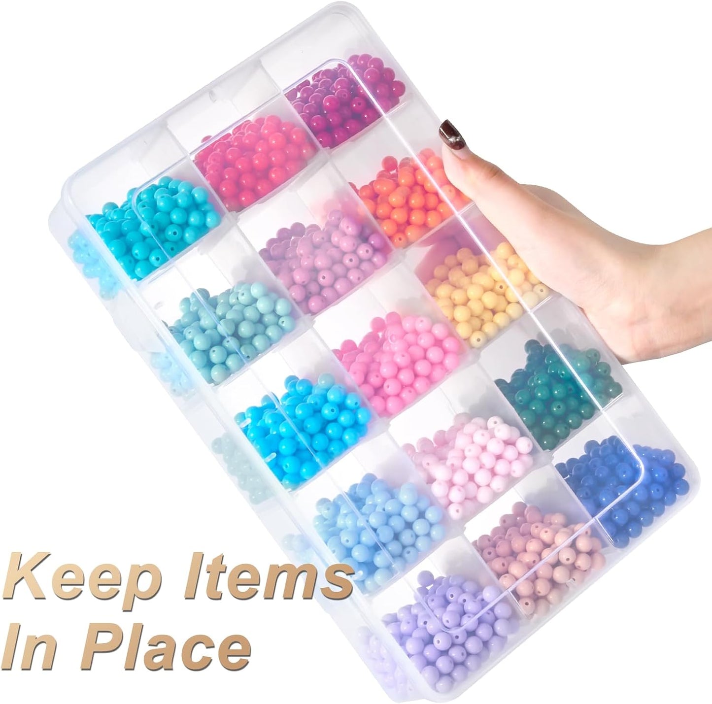 Mauproy 4 Pack 8 Grids Bead Organizer and Storage, Clear Plastic Storage Containers with Removable Dividers and Labels Small Tackle Box Organizer for Jewelry Crafts Electronics Small Parts