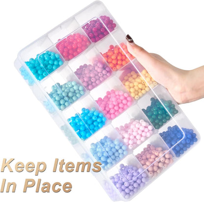 Mauproy 4 Pack 8 Grids Bead Organizer and Storage, Clear Plastic Storage Containers with Removable Dividers and Labels Small Tackle Box Organizer for Jewelry Crafts Electronics Small Parts