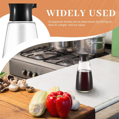 Glass Soy Sauce Dispenser Bottles, 9.6 oz Oil Cruet, Black