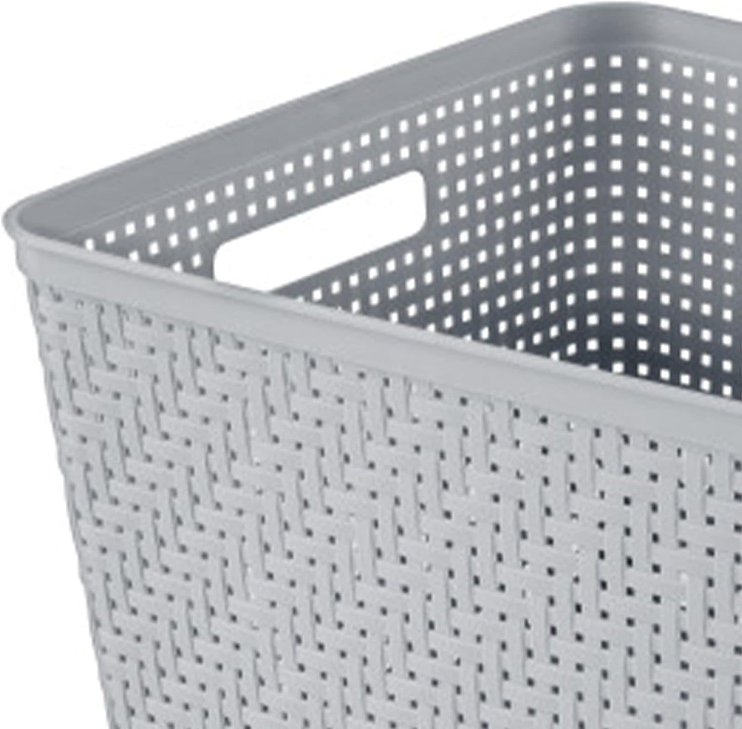 Sterilite 6-Pack Tall Basket, Woven Plastic Storage Baskets for Organization, Cement - Organizing Bin Containers with Handles for Bedroom, Bathroom, Dorm, and Closet