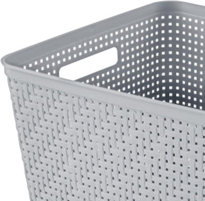 Sterilite 6-Pack Tall Basket, Woven Plastic Storage Baskets for Organization, Cement - Organizing Bin Containers with Handles for Bedroom, Bathroom, Dorm, and Closet