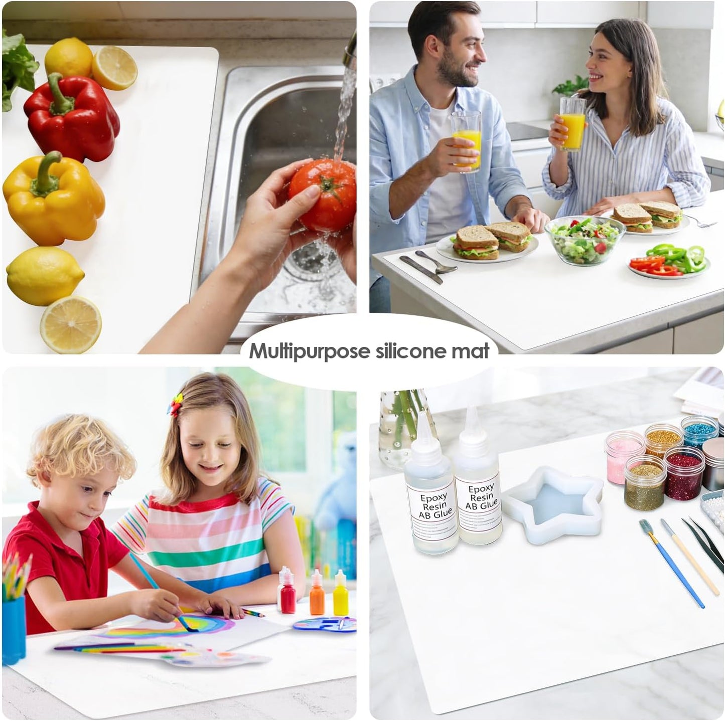 Extra Large Silicone Mat, 31.5x23.6 Inch Heat Resistant Mat for Kitchen Counter, Non Stick Silicone Baking Mat for Dough and Pastry, Thick Silicone placement Countertop Protector, Black countertop mat