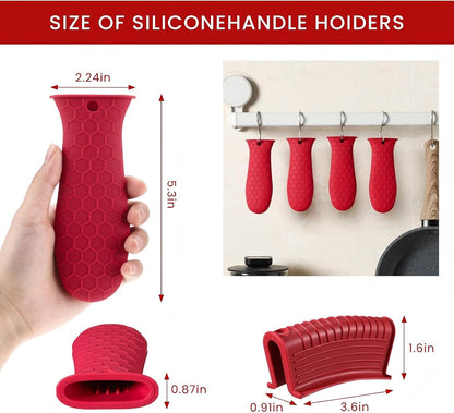 Patelai 8Pcs Silicone Cast Iron Handle Cover,Black