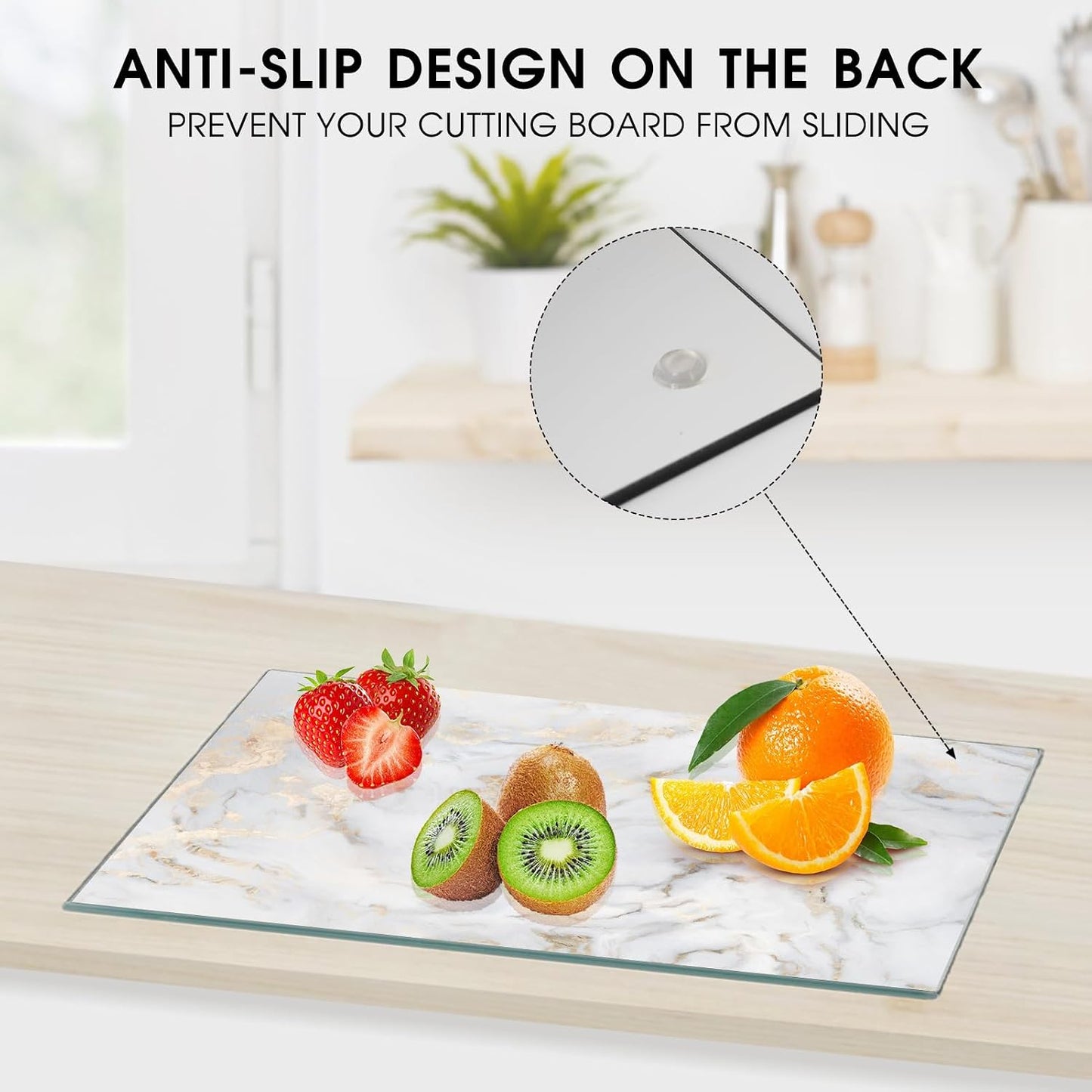 JAMBALAY Tempered Glass Cutting Boards for Kitchen, Gold 12"x8" & 16"x12" Glass Cutting Board Set with Marble Design, With Non Slip Foot, Shatter and Heat Resistant, Dishwasher Safe