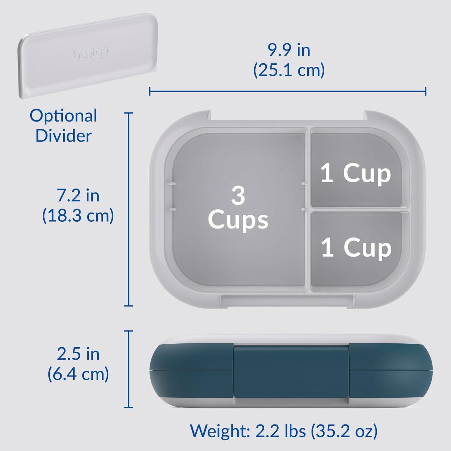 Bentgo Chill Max Leak-Proof XL Lunch Box - Included Ice Pack Keeps Food Cold; 5-Cup Capacity for Adults & Ages 8+, 3 or 4 Compartment Bento Box, BPA-Free, Dishwasher Safe (Bone & Glacier Blue)